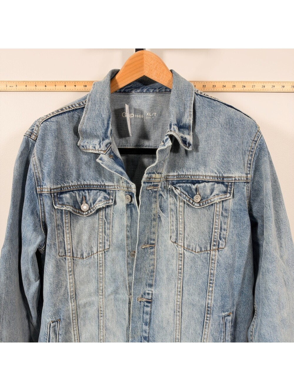 Gap 1969 Faded Distressed Denim Jean Jacket - Men's X-Large